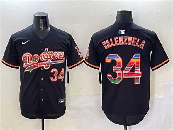 Mens Los Angeles Dodgers #34 Fernando Valenzuela Black Mexico Limited Stitched Jersey